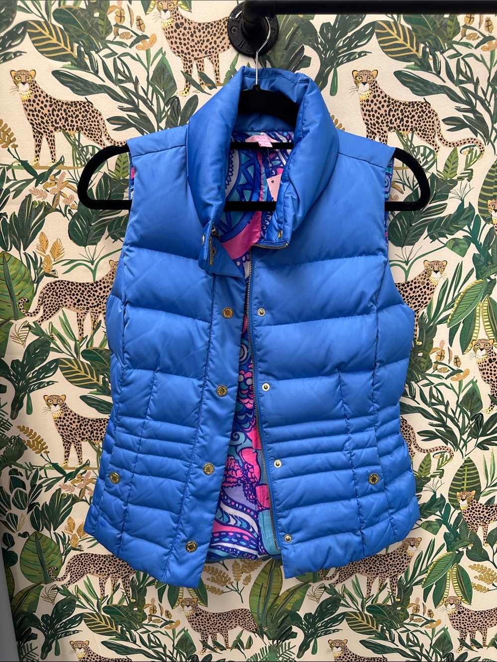 Lilly Pulitzer Bright Blue Quilted Puffer Vest S